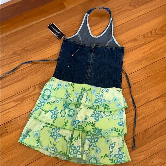 NWT spring & summer denim, halter, ruffle dress - Picture 4 of 6